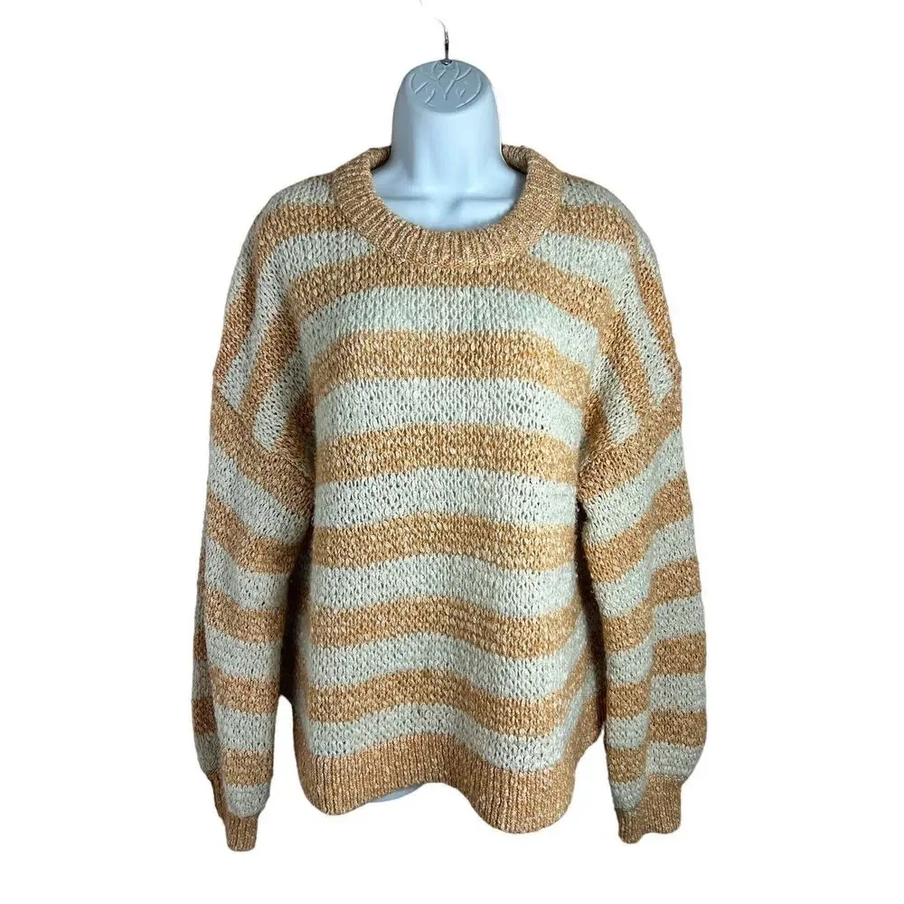 Madewell Baez Pullover Sweater Stripe Wool Alpaca Blend Size XL Oversized